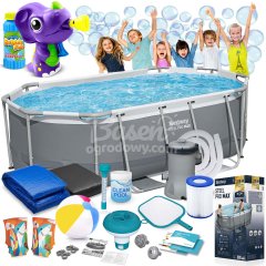 Basen ogrodowy stelażowy 305 x 200 x 84 cm 17w1 Bestway 5614A + maszynka do baniek GRATIS