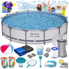 Basen ogrodowy stelażowy 427 x 84 cm 17w1 Bestway 56595 + maszynka do baniek GRATIS