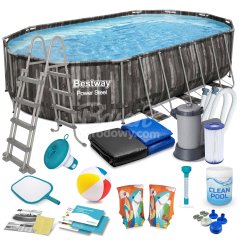 Basen ogrodowy stelażowy 610 x 366 x 122 cm 18w1 Bestway 5611R