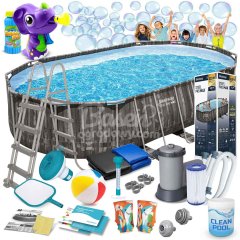 Basen ogrodowy stelażowy 610 x 366 x 122 cm 18w1 Bestway 5611R