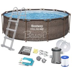 Basen ogrodowy stelażowy okrągły 366 x 100 cm 10w1 Bestway 56709