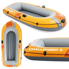 Ponton wędkarski Challenger 2os 200kg 236x114x41 cm pompka wiosła INTEX 66312